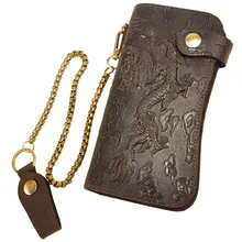 Neue creative echtes leder geldbörse herren clutch wallets cash dollar purse gutschrift id kartenhalter geldbörsen metallketten stil
