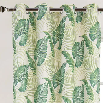 

Cheap Price New Design American Style Green Leaf Curtains for Bedroom Living Room