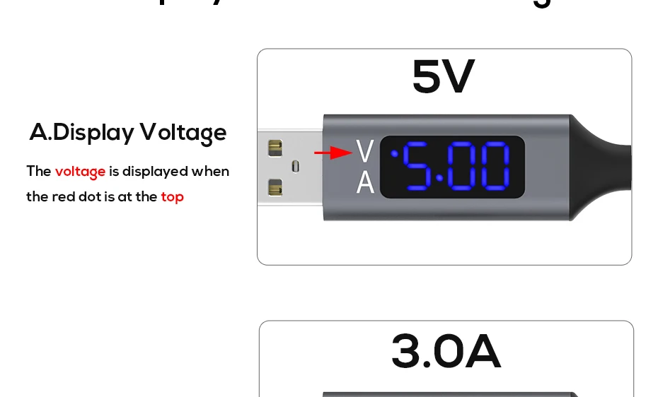 Micro USB Cable Voltage and Current Display Data Sync USB Cable For Samsung Xiaomi Huawei
