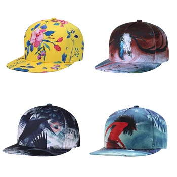 

8PCS/LOT SINGYOU 3D Printting Men Women Couple Baseball Cap Summer Fall Flat Brim High Quality Bone Snapback Hat Unisex