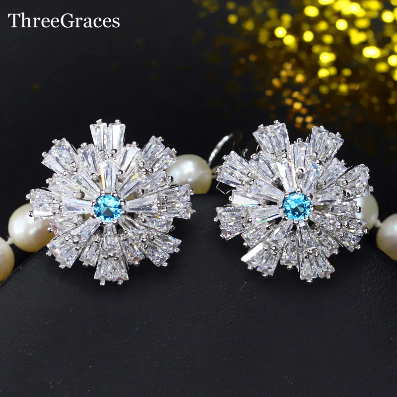 ThreeGraces светящиеся CZ ювелирные изделия серебряный цвет снежинка кубический