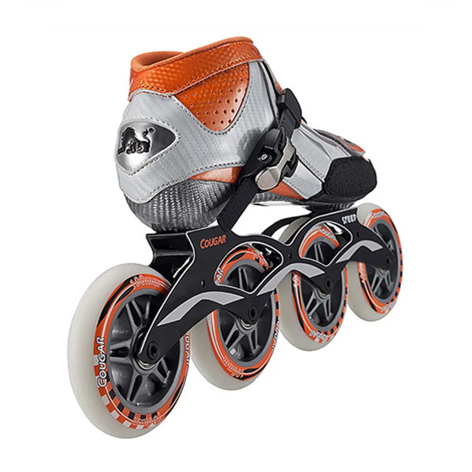 الأصلي كوغار SR1 سرعة حذاء تزلج بعجلات الألياف الزجاجية المهنية المنافسة على الجليد 4 عجلات سباق أحذية التزلج Patines Patins