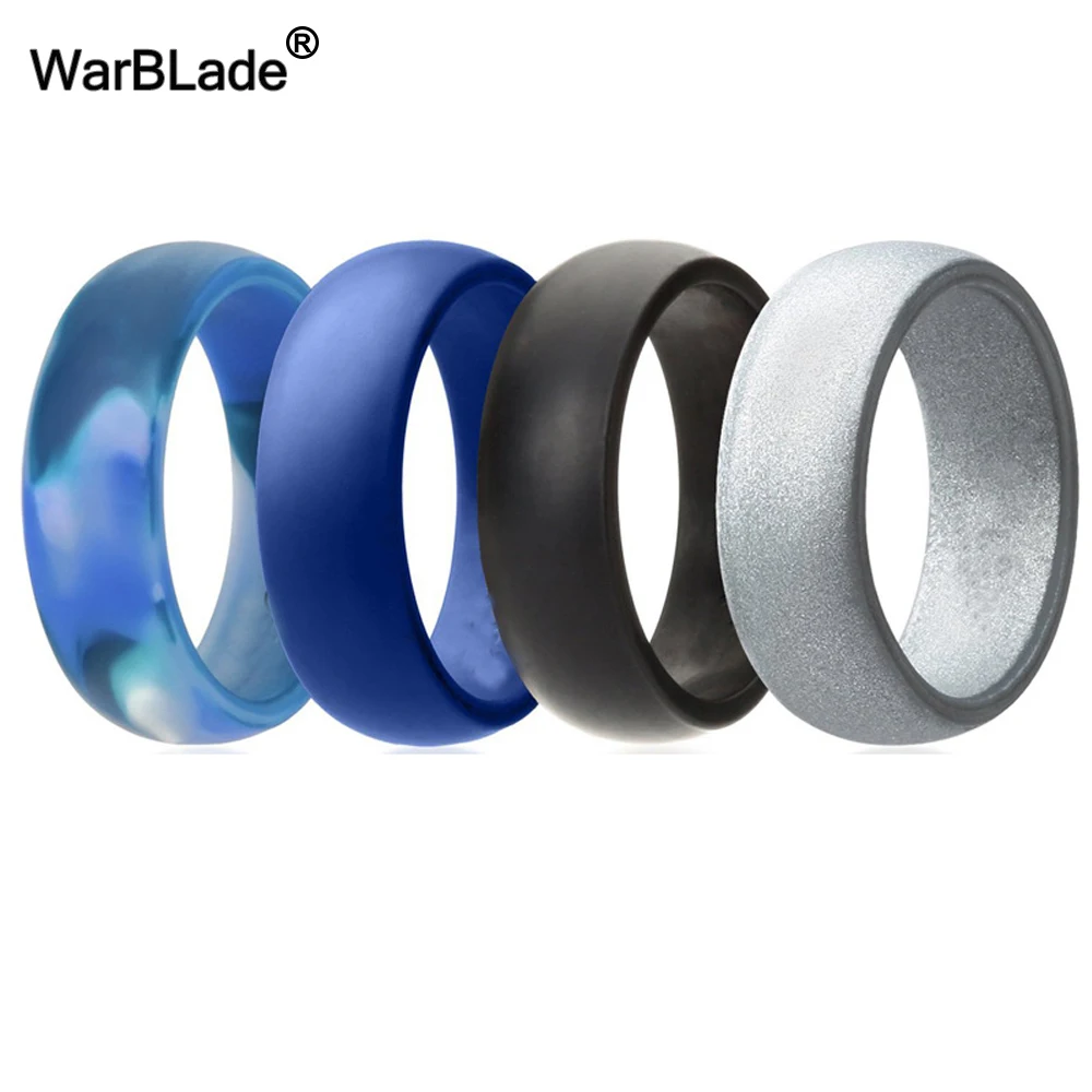 

4pcs 6-12 Size Food Grade FDA Silicone Ring Hypoallergenic Crossfit Flexible Silicone Finger Rings For Men Women Wedding Rings