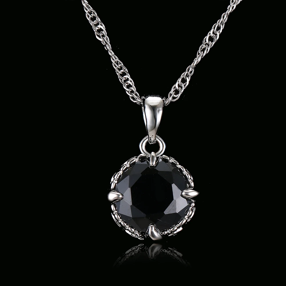 NoEnName_Null 2017 Luxury round black crystal necklace pendant retro