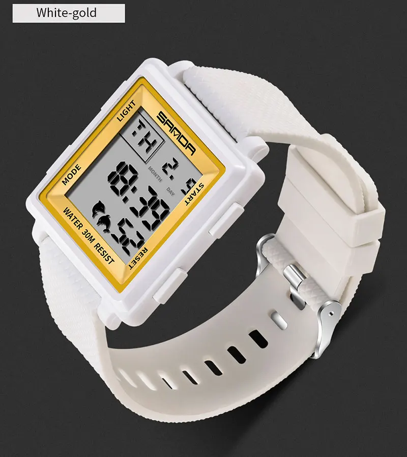 SANDA мужские часы Лидирующий бренд роскошные квадратные мужские спортивные часы водонепроницаемые модные цифровые часы reloj hombre