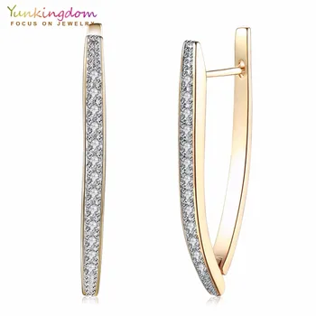 Cubic Zirconia Geometric Gold-Color Big Hoop Earrings for Women