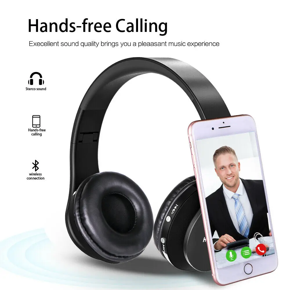 

X-DRAGON Foldable Wireless Bluetooth Headphone Stereo Headset Earphone w/Mic for Phone