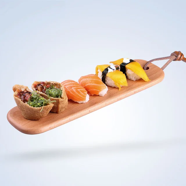 

Healthy Fruit Dish 11*3.5" Rectangle Wood Tray Sushi/Cake/Biscuits Plate Handcraft Serving Tray Japanese Style Kitchen Utensils