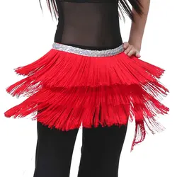 2019 горячая Распродажа взрослых леди танец юбка дети двойной кисточкой костюмы для латинских танцев юбка с бахромой содержит три слоя