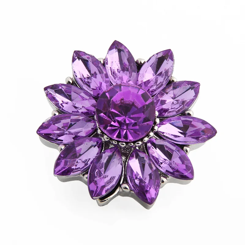 PAPAPRESS New 10pcs/lot Full Rhinestone Sunflower Snap Jewelry 18mm