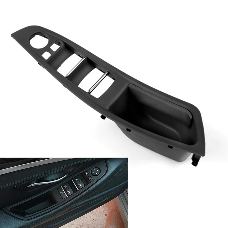 cheap For BMW F10 F11 528I 550I 10 16 1pc black car Front Door Pull Driver Handle Left window switch cover Trim accessories
