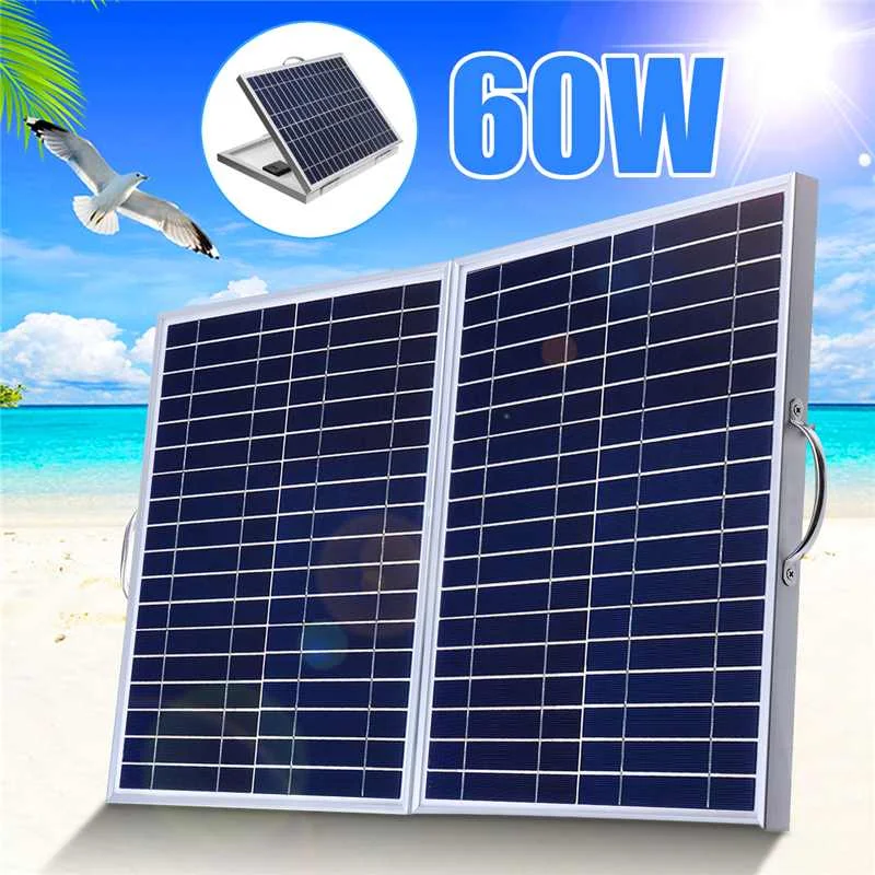 60W18V солнечная панель Складная портативная монокристаллическая солнечная панель с автомобильным зарядным устройством для наружного кемпинга аварийный светильник водонепроницаемый
