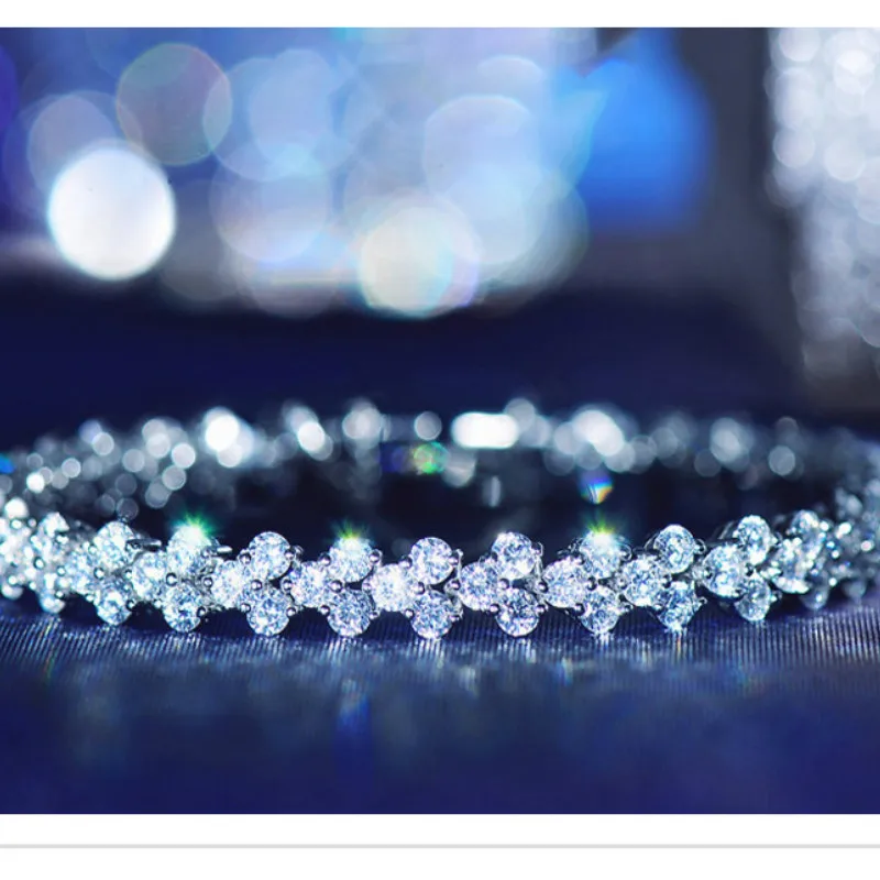 

iMucci 3 Color Women Bracelets Fashion Roman Style Chain Woman 925 Sterling Silver Crystal Bangles Gifts For Women Girl