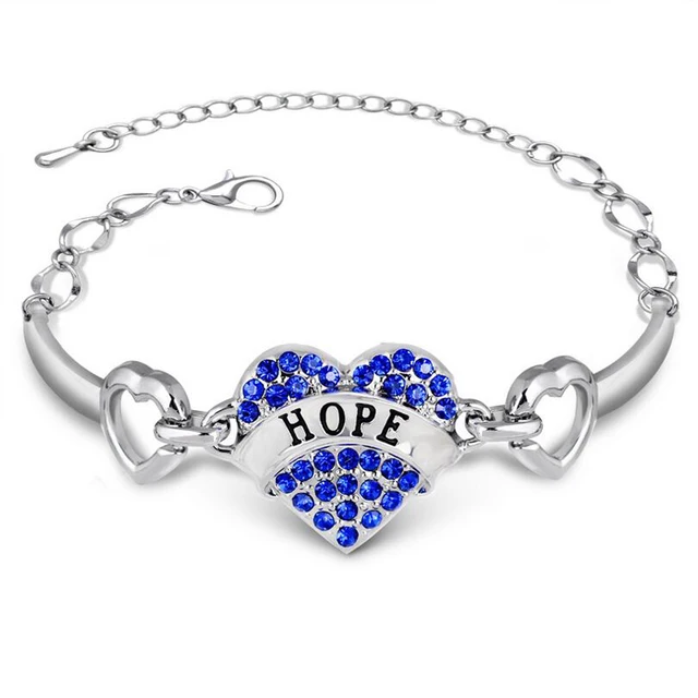 Diy Hope Letters Bracelets Women Silver Crystal Rhinestone Heart Diy Hope Letters Bracelets Women Silver Crystal Rhinestone Heart Charm Bracelet Best Friend Gift Anchor