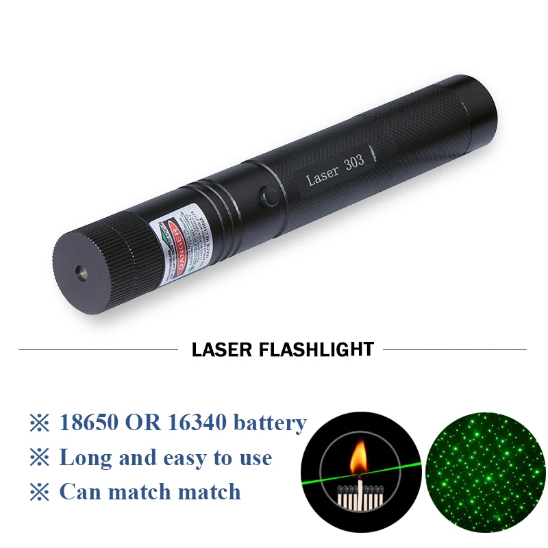 Powerful green pointer pen 303 laser flashlight visible beam Lazer 5mw