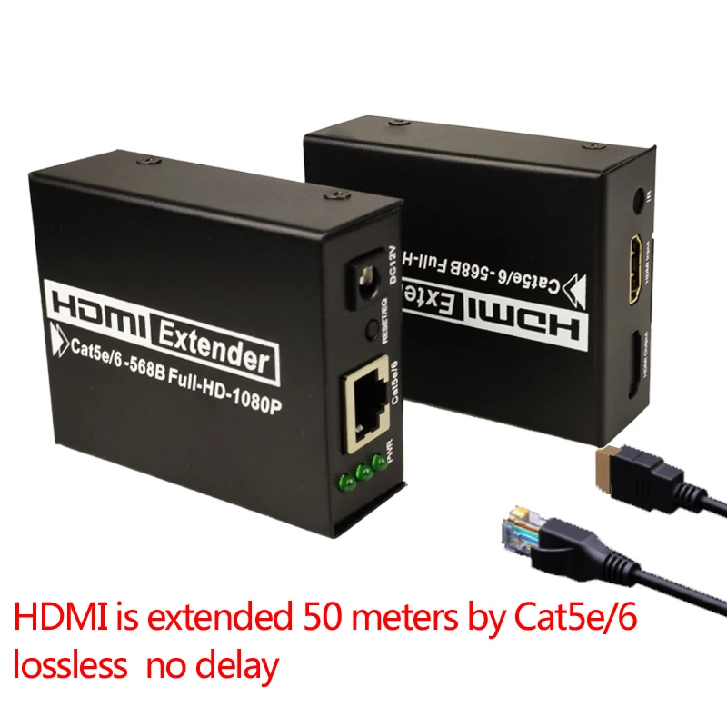 50 м HD 1080P HDMI удлинитель 1x1 разветвитель HDMI передатчик приёмник с Cat6 UTP RJ45 удлинитель Кабель для проектор HDTV