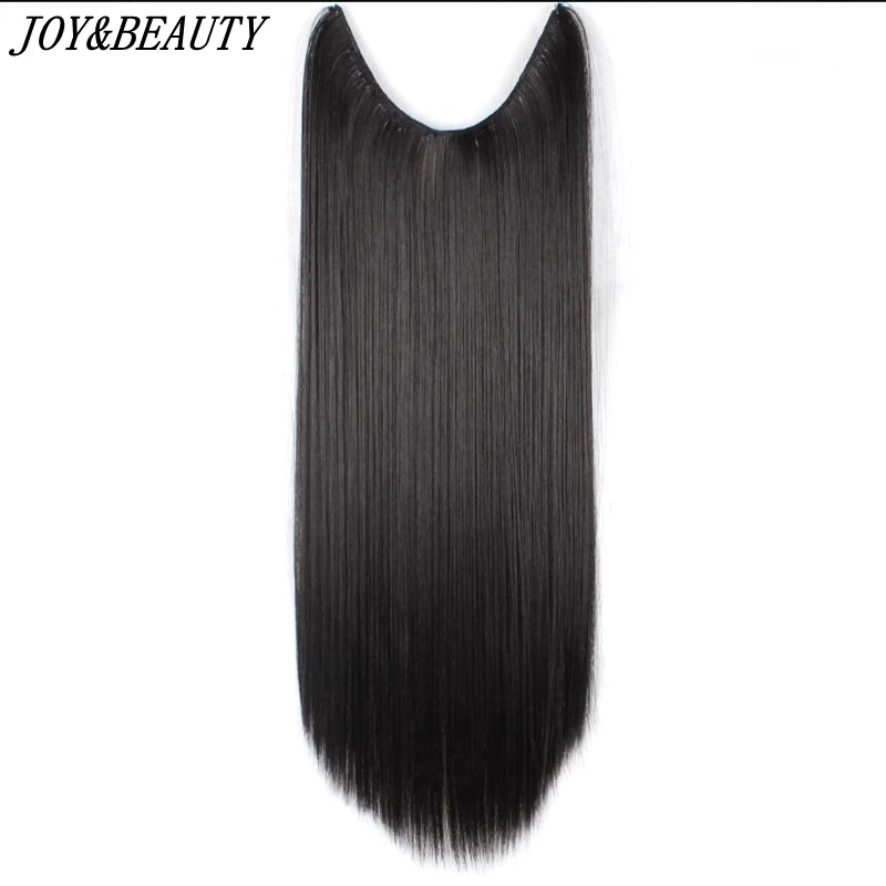 

JOY&BEAUTY 24 inch Invisible Wire No Clips in Hair Extensions Secret Fish Line Hairpieces Silky Straight real natural Synthetic