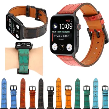 

Genuine Leather crocodile bracelet band for Apple Watch 4 Replacement Strap Wristband For iWatch 44/42/40/38mm Accessories 3/2/1