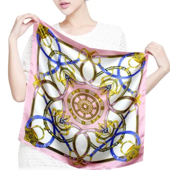 

100% Silk Scarf Women 2019 NeckerChief Bandana Small Square Silk Scarf Pink