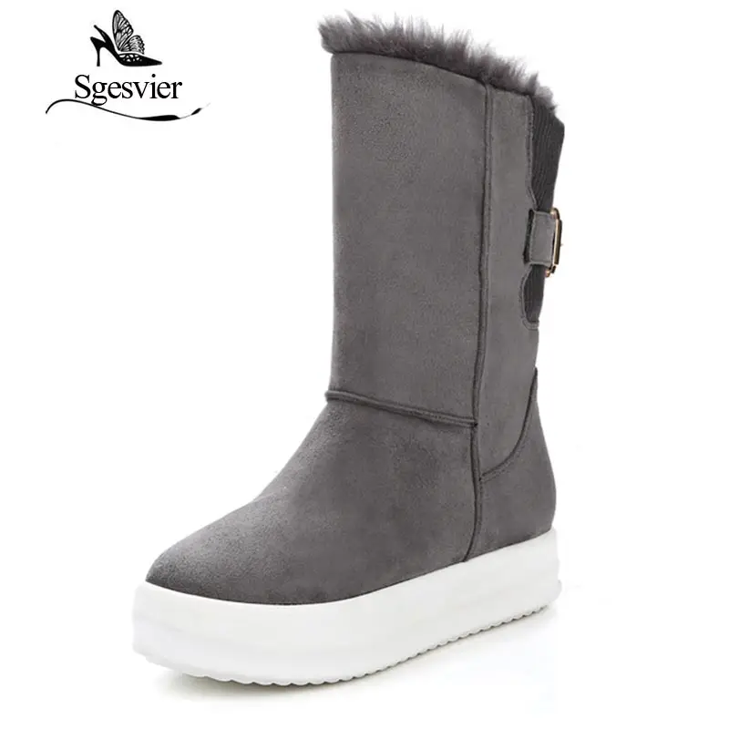 

SGESVIER Black Gray Shoes Women Ankle Boots Round Toe Platform Heel Thick Bottom Boots Causal Shoes For Woman New Hot OX142