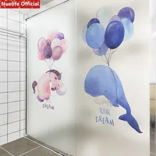 Животный КИТ узор электростатические пленка «замороженное стекло» гостиная спальня ванная комната для детей детский сад двери ПВХ пленка для окон