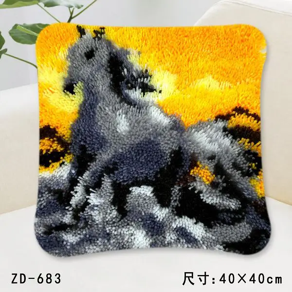 

ZD683 Pillow Cushion Latch Hook Kit Embroidery DIY Craft Cross Stitch Needlework Embroidery Counted Cross-Stitching Kit Set