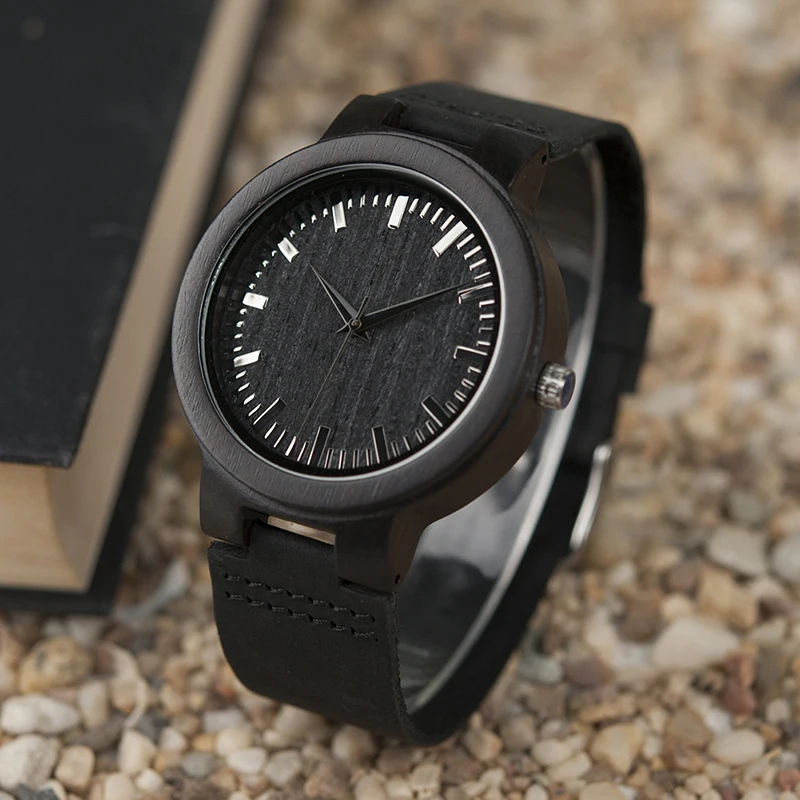 BOBO BIRD WC27 Men's Design Brand Luxury Wooden Bamboo Watches With Real Leather Quartz Watch in Gift Box accept OEM Customize