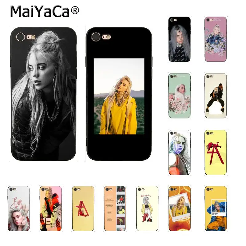 

MaiYaCa Music Singer Star Billie Eilish Cute Phone Case for iPhone 8 7 6 6S Plus X XS MAX 5 5S SE XR 10 Cases