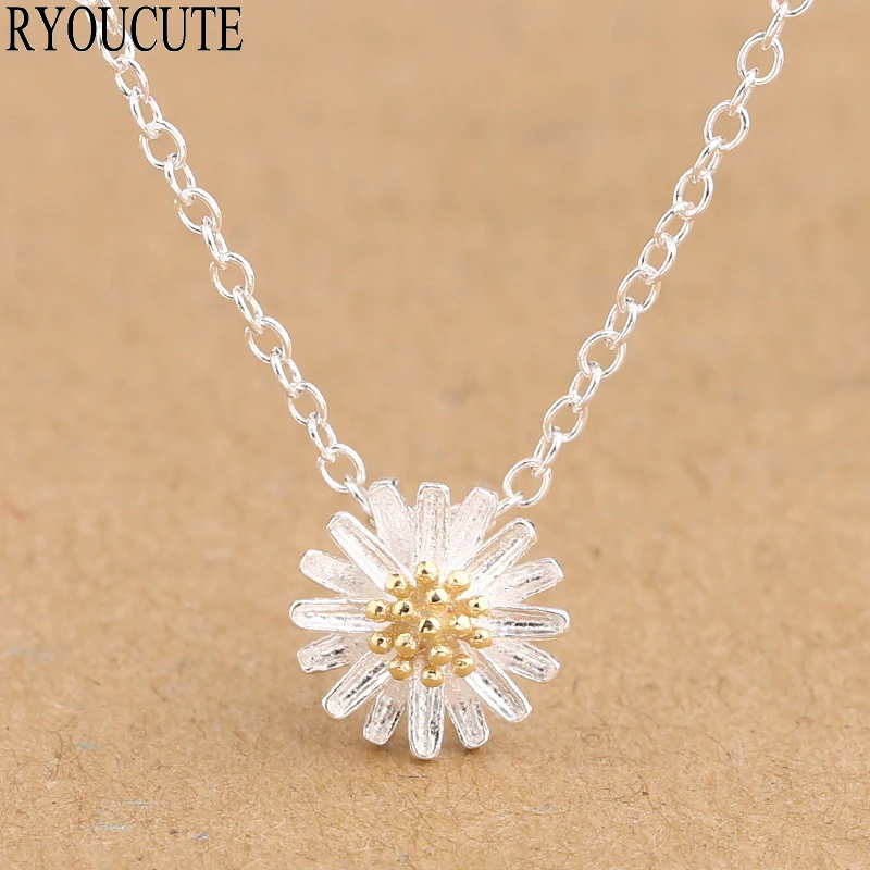 New Arrivals 925 Sterling Silver Daisy Flower Necklaces Pendants for