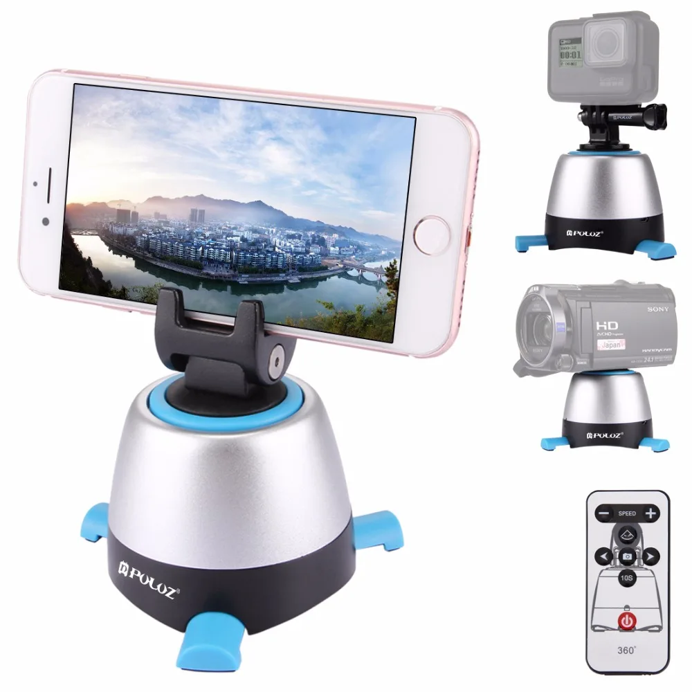 Graus de Rotação Cabeça com Controle Estabilizador para Iphone Puluz Panning Rotação Panorâmica Tripé Remoto Câmeras Gopro Dslr 360 - Image 2
