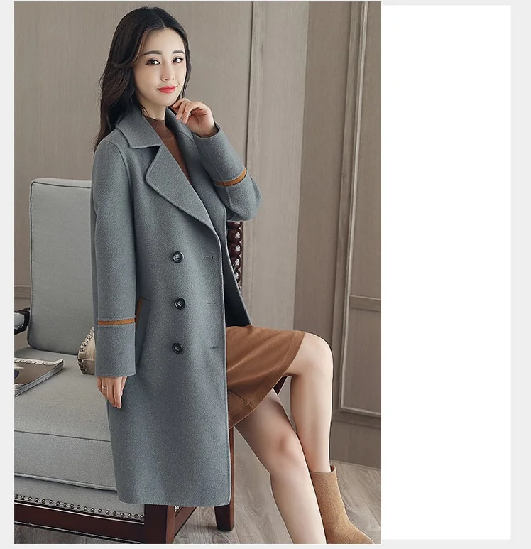 Бутик Большие размеры Зимняя шерстяная куртка female2018new тонкий средней длины в Корейском стиле шерстяное пальто Модные женские шерстяные