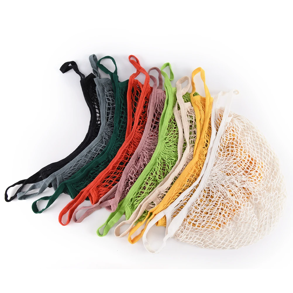 

1pcs 9 Colors Reusable String Shopping Grocery Bag Shopper Tote Mesh Net Woven Cotton Bag For Home Storage Bag Hand Tote