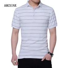 ARCSINX полосатая Мужская рубашка поло большого размера 5XL 4XL 3XL с коротким рукавом летняя мужская рубашка Поло размера плюс Повседневная Хлопковая мужская рубашка Поло