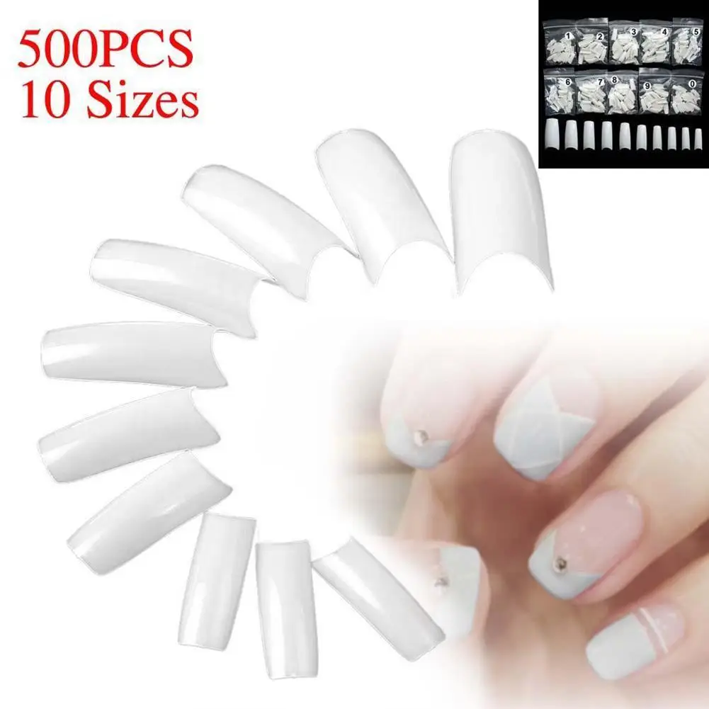 500 Pcs 10 Sizes/Set Nude White Half Cover False Fake Nail Art Design Tips French Acrylic UV Gel Salon Manicure Tool | Красота и