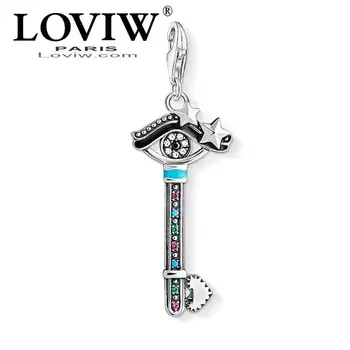 

Charm Pendant Key with Eye thomas sabor Fashion Jewelry Romantic new silver-plate Gift For Women Girls Fit Bracelet