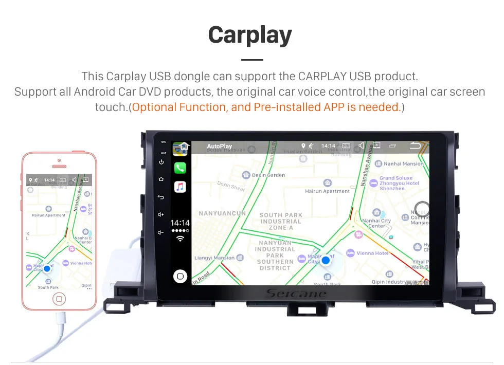 Best Seicane 10.1 inch for 2015 Toyota Highlander Android 8.1 GPS Navigation System 1024*600 Touchscreen Radio Bluetooth OBD2 DVR SWC 12