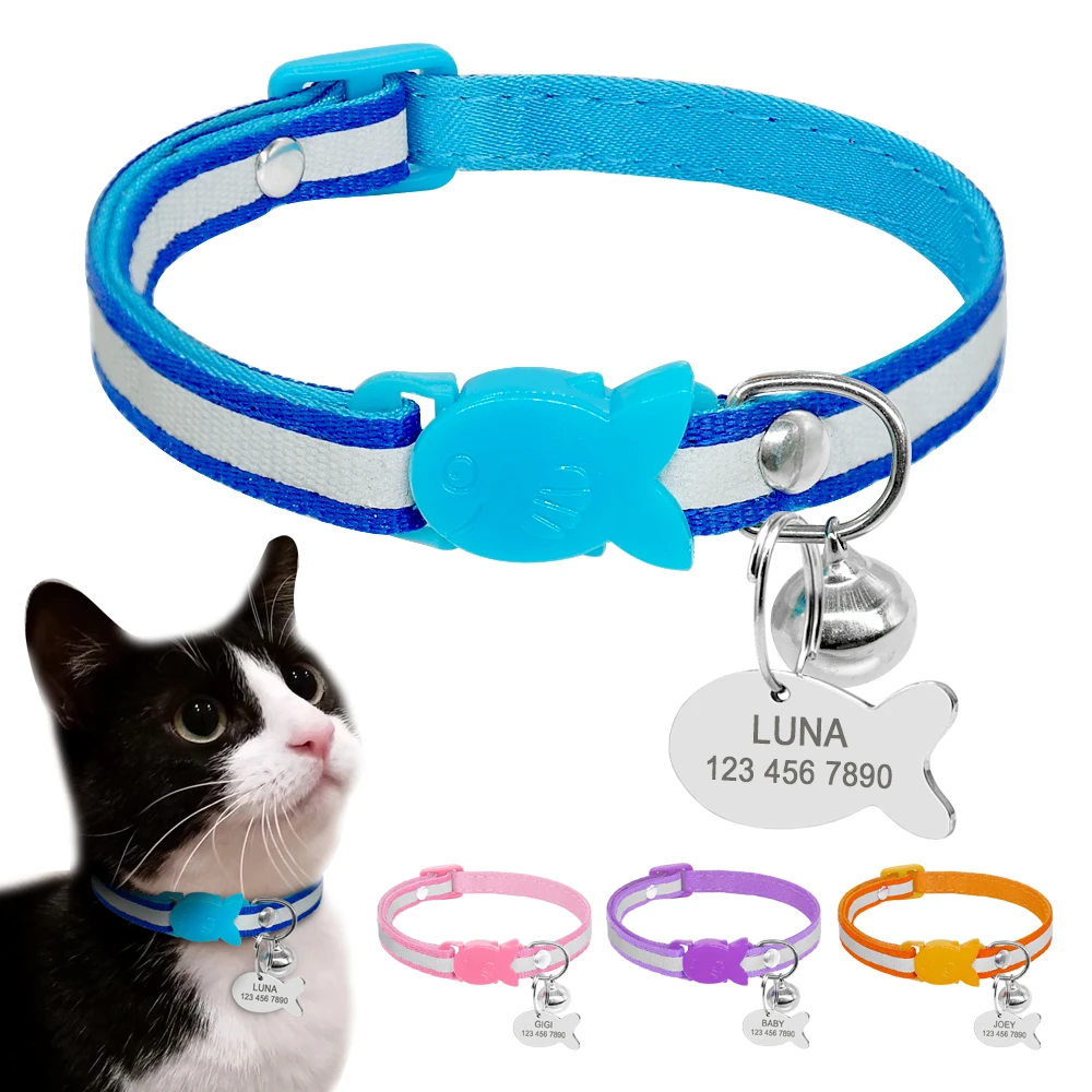 Quick Release Cat Puppy Collar Personalized Pet Reflective Kitten