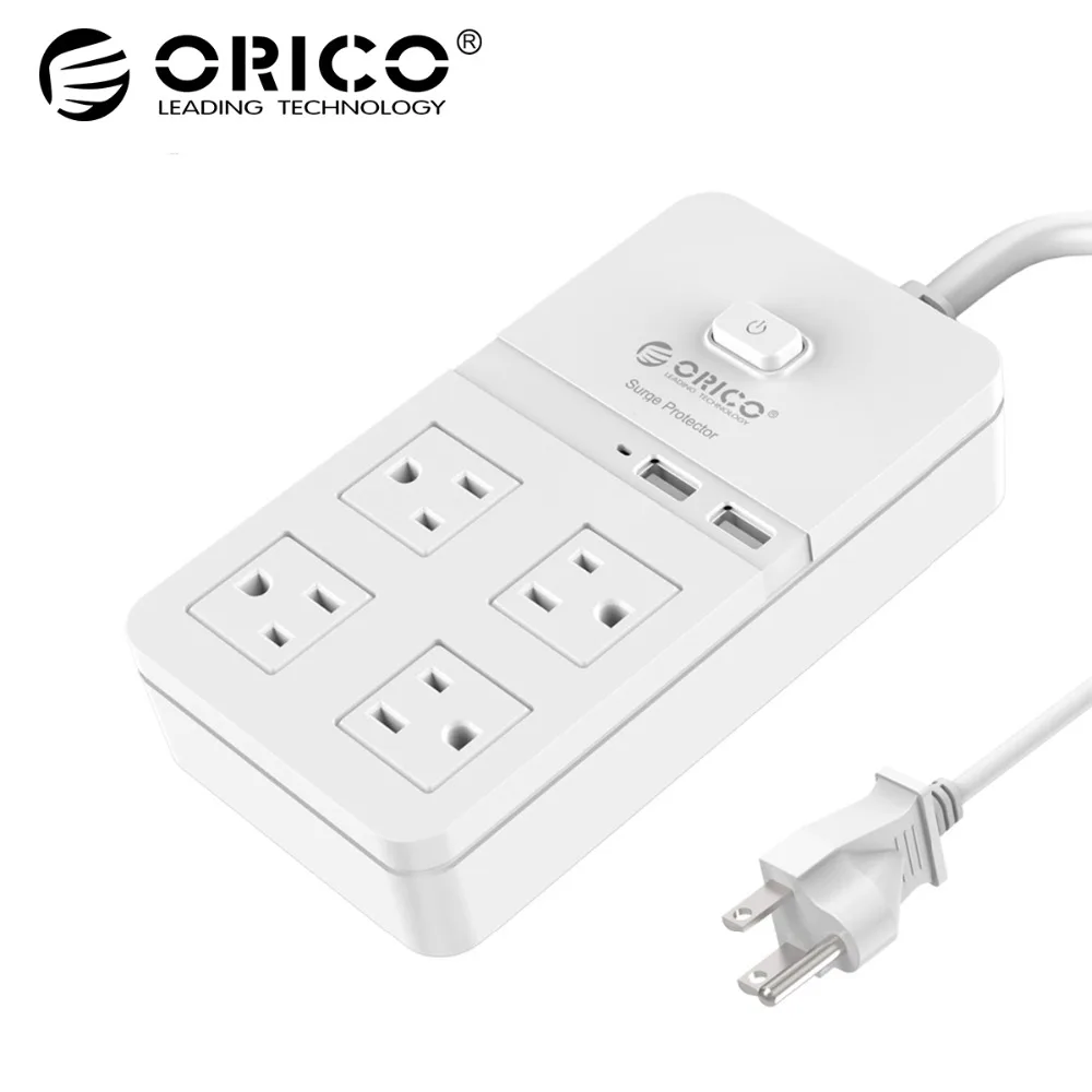 Дешево ORICO электрические вилки и розетки мощность полосы США Plug 4 розетки Стандартный розетки 2 USB зарядное устройство удлинитель стабилизатор напр...