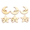 50pcs Natural moon and star pattern wooden Scrapbooking Carft for Home decoration diy Handmade decoration 24-27mm MT1704 ► Photo 3/6