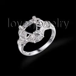 Одноцветное 14Kt белое золото натуральный алмазное обручальное кольцо, тильон 7x7 мм Свадебные полу крепление кольцо для продажи WU295
