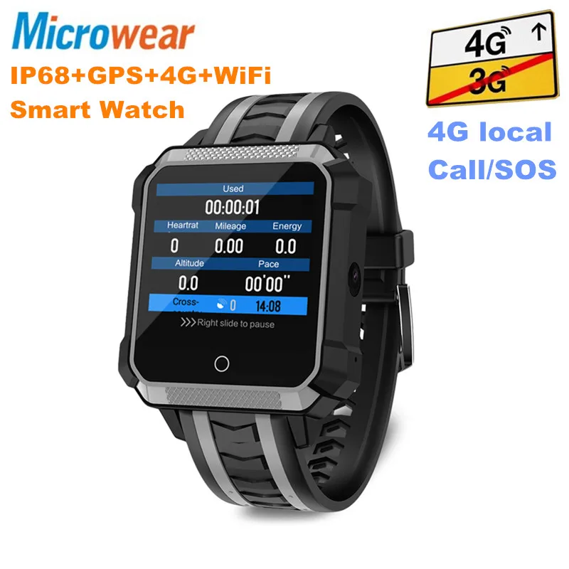 Microwear H7 Smart Watch IP68 Водонепроницаемый Android 4G Bluetooth Спорт Smartwatch Mtk6737 Камера открытый
