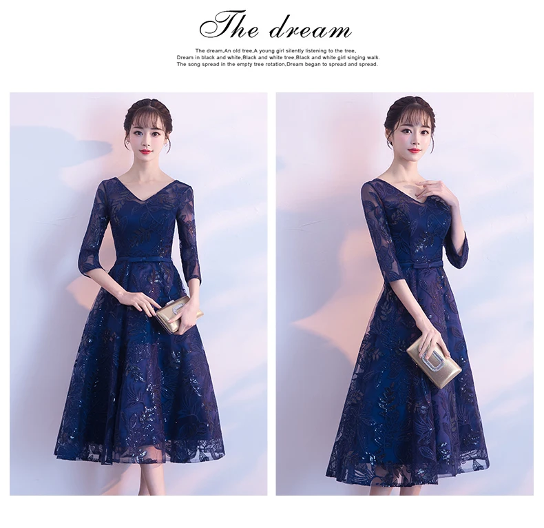 Халат de soiree новый элегантный темно-синий Длинные Формальное вечернее платье с кружевом и вышивкой пайетками прозрачные блестящие Выходные
