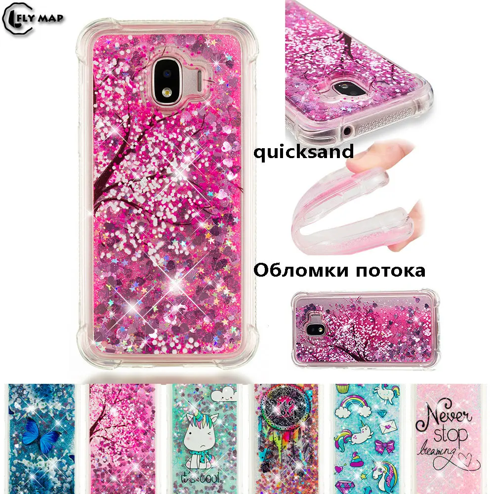 Glitter Stars Cover for Samsung Galaxy J2 2018 J250 J250F/DS SM-J250F/DS J2 Pro 2018 Dynamic Liquid Debris Quicksand Back Case