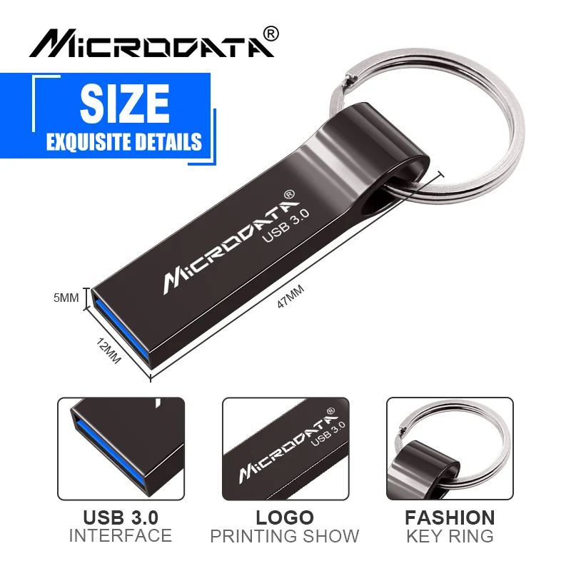 USB 3 0 Металлический флеш накопитель 32 Гб 64 128 ГБ брелок Флешка Водонепроницаемая usb