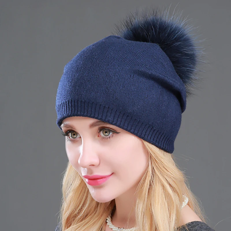 Buy Naiveroo Winter Autumn Warm Hats Faux Fur Pom Poms