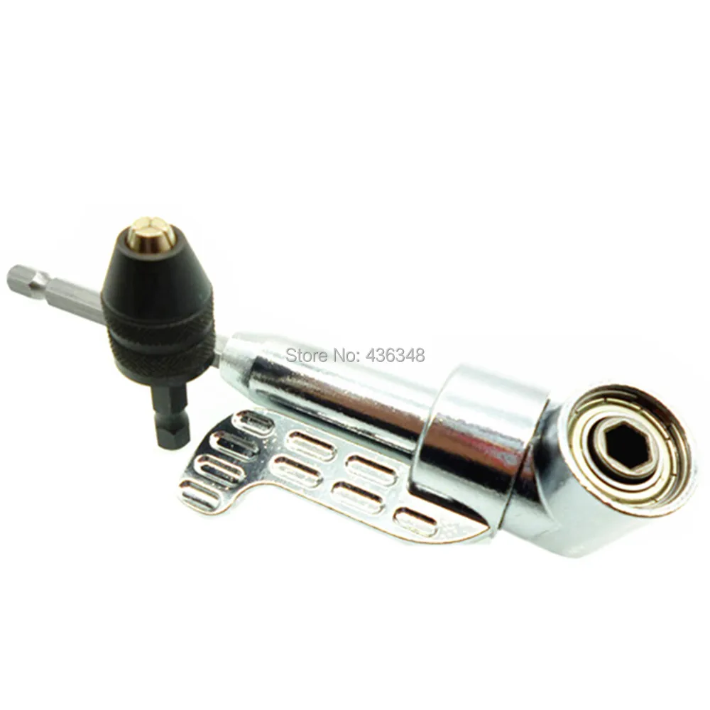 Angle Power Drill Driver Hex Screwdriver Bit Holder W Keyless Drill Chuck