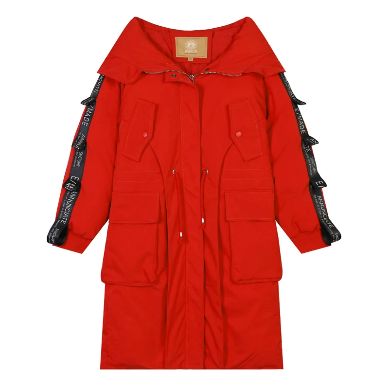 ELFSACK, зима, новинка, пуховики для женщин, на молнии, 90%, белый утиный пух, пальто для женщин, толстый, полный, Повседневный, Femme, куртки, женское красное пальто - Цвет: Красный