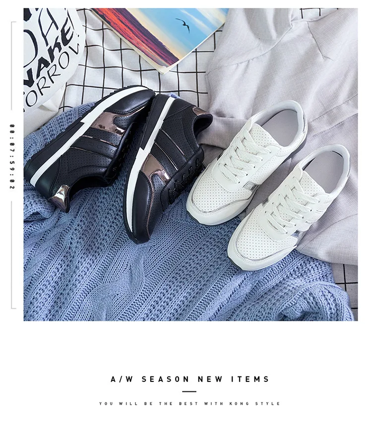 Женская Повседневная обувь; Новинка 2019 года; женские кроссовки; Модные дышащие из мягкой кожи; женская обувь на платформе с блестками; цвет