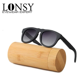 

LONSY New Luxury Bamboo Sunglasses Cat eye Women Brand Designer Vintage Wood Sun Glasses Oculos de sol masculino LS1028