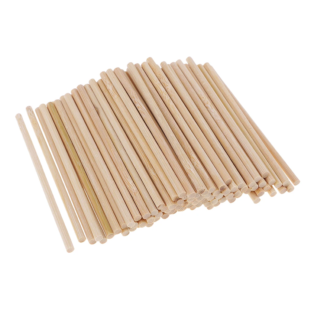 Round Blank Unfinished Bamboo Wood Wooden Lolly Lollipop Stick Dowel Rod Pole for Woodcraft Hobbies DIY Craft